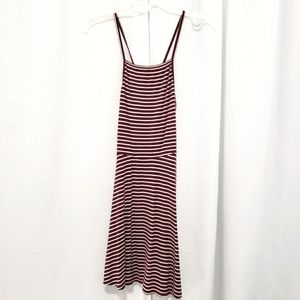XSmall Hollister Maroon White Striped Casual Skater Dress